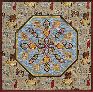 Picture of Oriental Interlace, an intermediate Celtic design sample quilt.