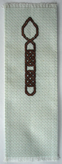 Welsh Love Spoon bookmark, hand cross stitched.