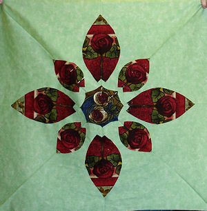 Red roses as insets.